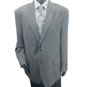 Jos A Bank Men 48R Signature Tailored Fit Suit Jacket Superfine Gray Herringbone